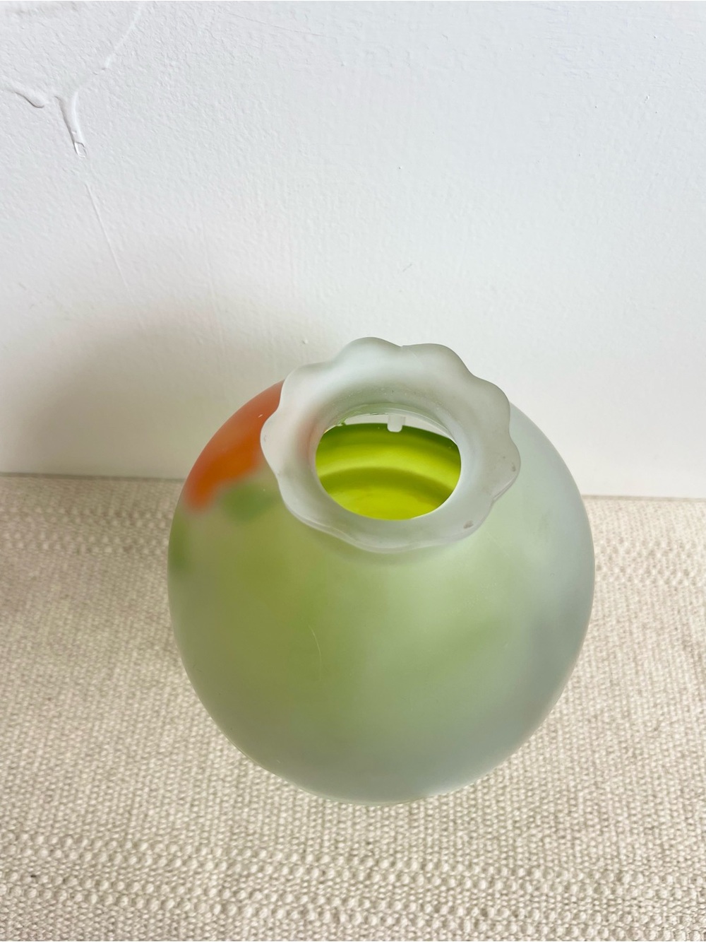 Westmoreland Fairy Lamp Frosted Green Stand Orange Rose - Picture 5 of 16